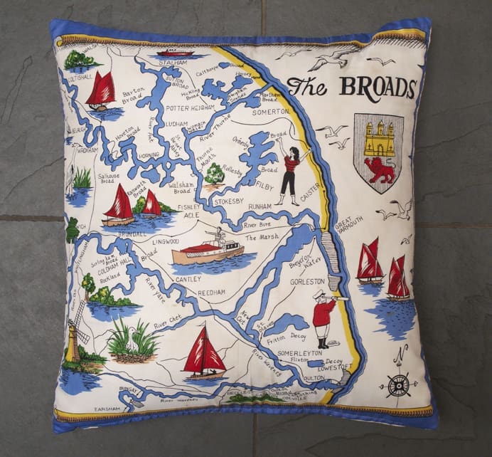 Vintage 'Norfolk Broads' Scarf Cushion